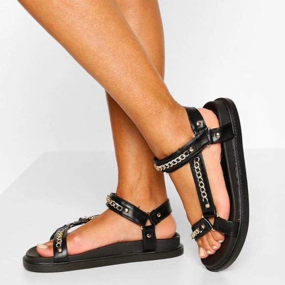 Nasty Gal Shoes - Nasty Gal Chain Chunky Sandals Sz 8